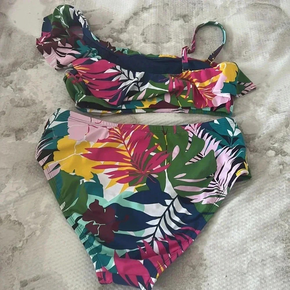 Bleu Rod Beattie On A Brighter Note Ruffle One Shoulder Top Sz 6 Bottom Sz 8 - Picture 7 of 10